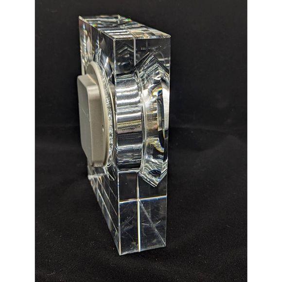 Vtg Hoya Crystal Museum Vertical World Clock Executive Desk Mantle Japan Travel - Picture 5 of 11